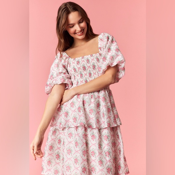 Peach Love California Pink Floral Midi Dress - Picture 3 of 7